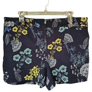 LOFT Floral Women's Shorts - Blue, Teal, White, Yellow Size 16